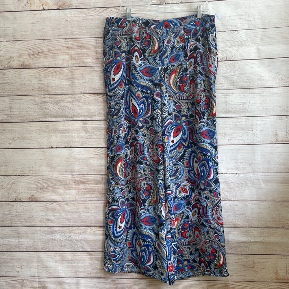 CATO WIDE LEG PANTS‎ IN BLUE PAISLEY PRINT